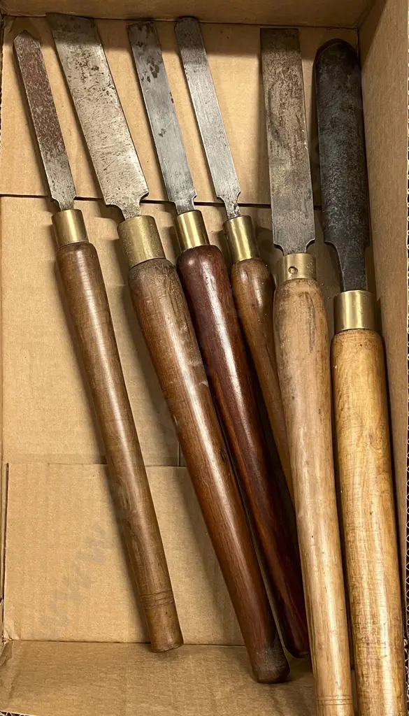 Six Large Wooden Handled Chisels Image 1++