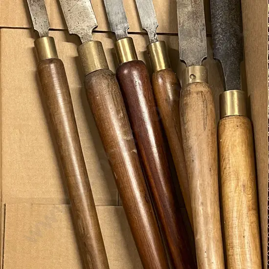 Six Large Wooden Handled Chisels