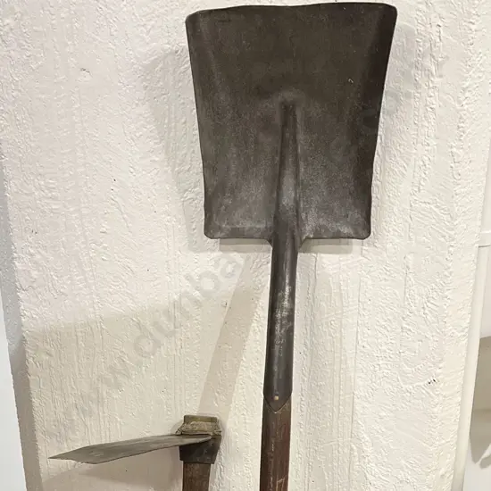 Vintage Long Handled Steel Shovel & Chinese H304 No. 2 Spade