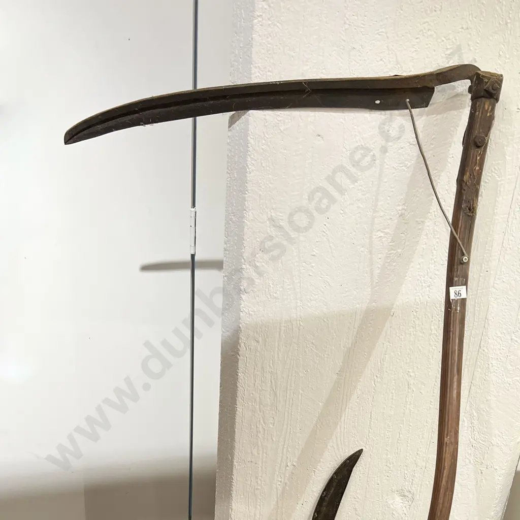 Vintage Wooden Scythe & Additional Blade Image 1++