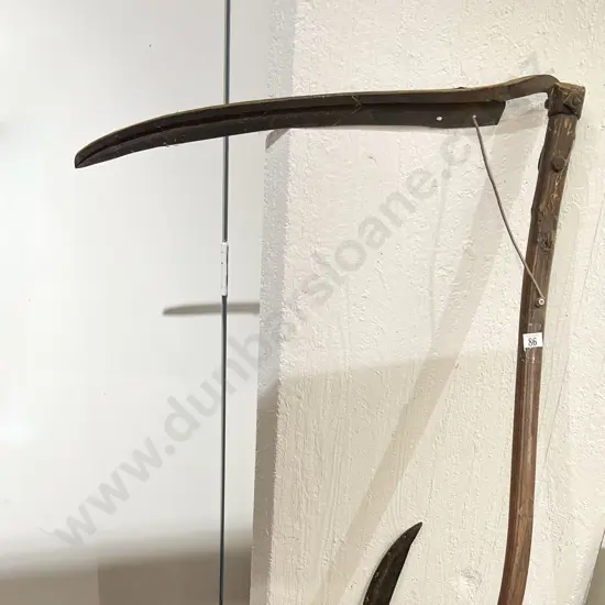 Vintage Wooden Scythe & Additional Blade