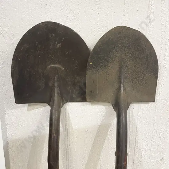 Two Vintage Wooden Handled Steel Shovels