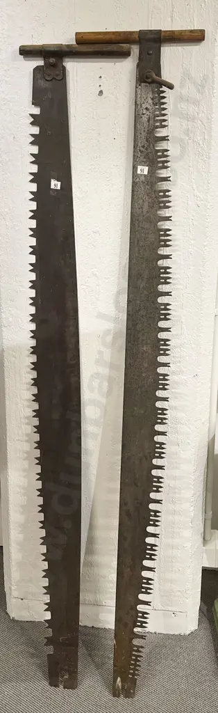 Two Vintage Bushman's Double Handled Steel Saws Image 1++