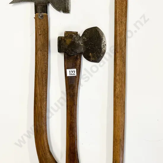 Three Various Wooden Handled Axes