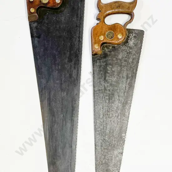 Two Vintage Wooden Handled Saws
