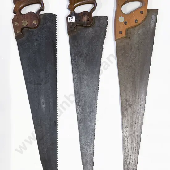Three Vintage Wooden Handled Saws