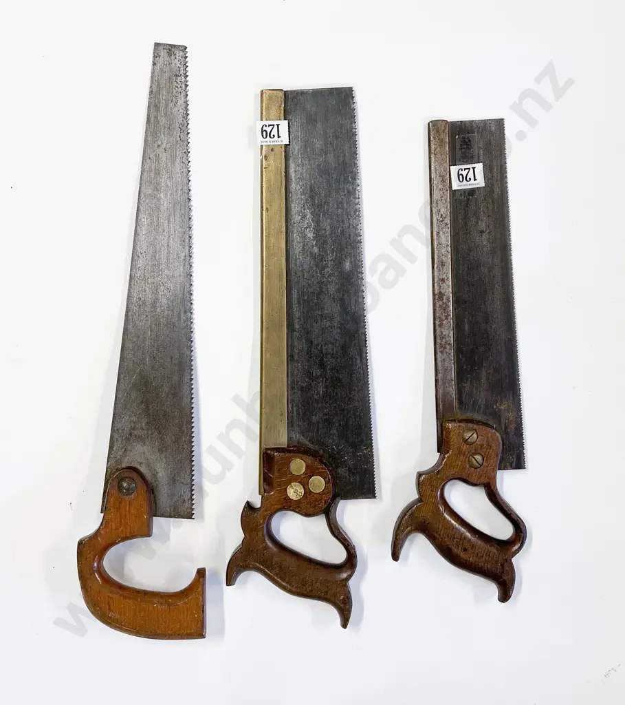 Three Smaller Vintage Wooden Handled Saws Image 1++