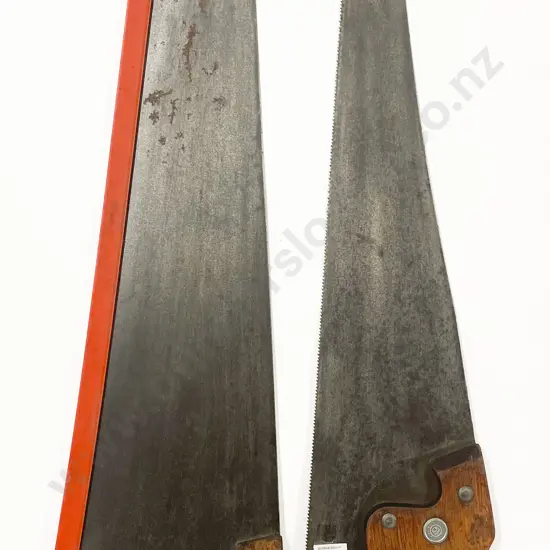 Two Large Vintage Wooden Handled Saws by H. Disston & Sons