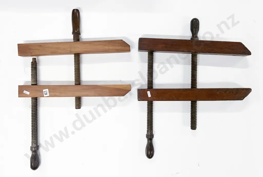 Two Vintage Wooden Clamps Image 1++