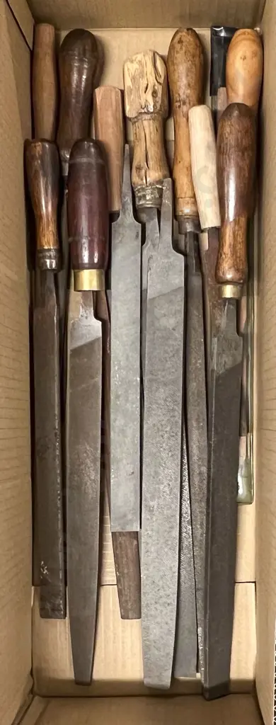Box of Assorted Wooden Handled  Rasps & Rasp Blades Image 1++