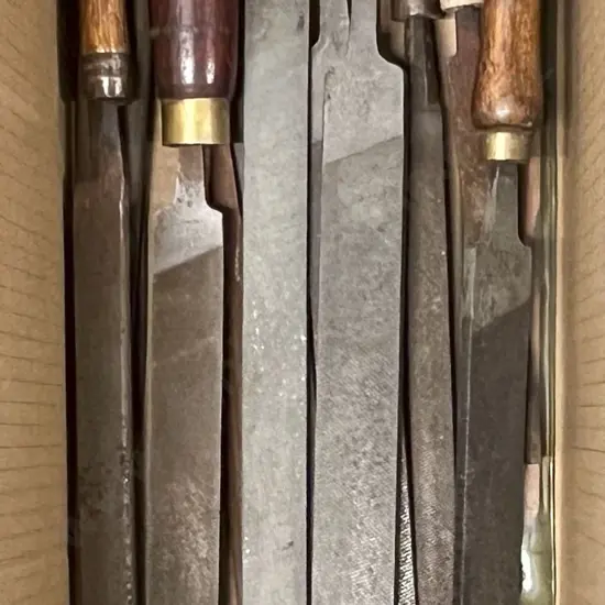 Box of Assorted Wooden Handled  Rasps & Rasp Blades