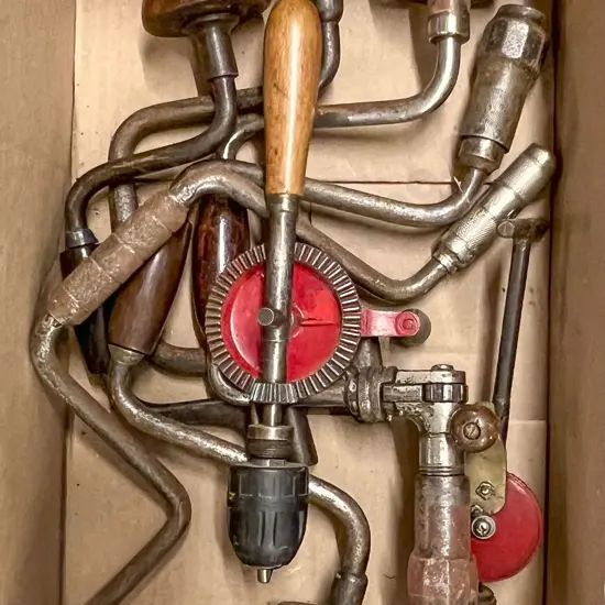 Box with Various Drill Brace Tools