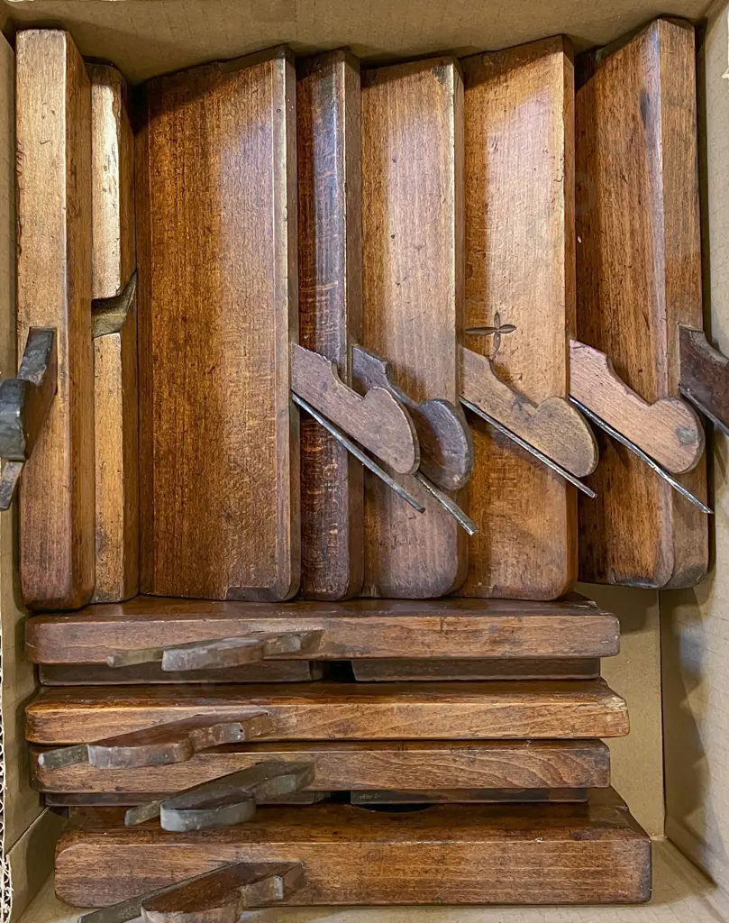 Ten Vintage Wooden Moulding Planes Image 1++