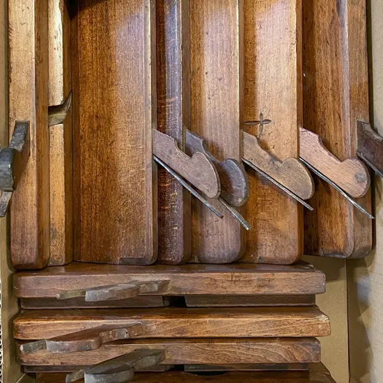 Ten Vintage Wooden Moulding Planes