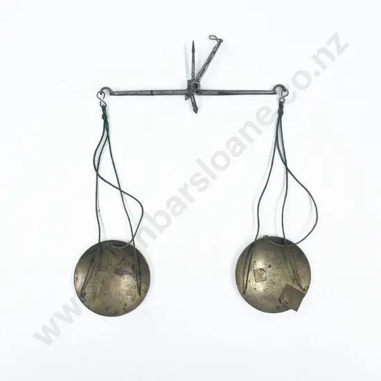 Small Oak Cased Set of Beam Scales & Weights