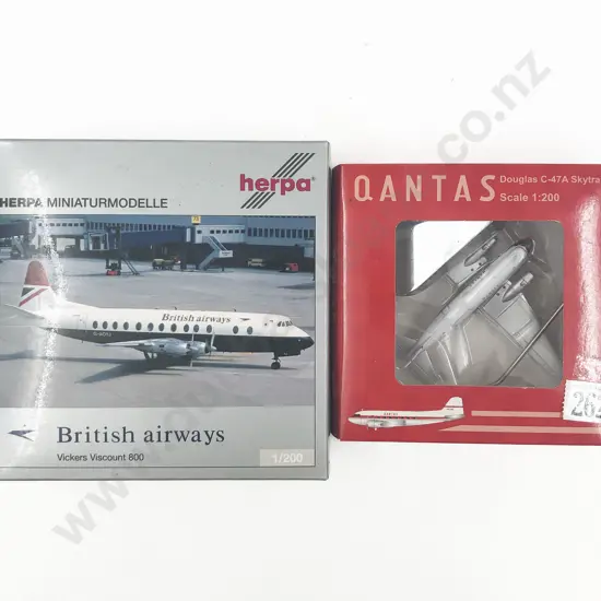 Two Aircraft Models Including Douglas C-47A Skytrain & Vickers Viscount 800 British Airways