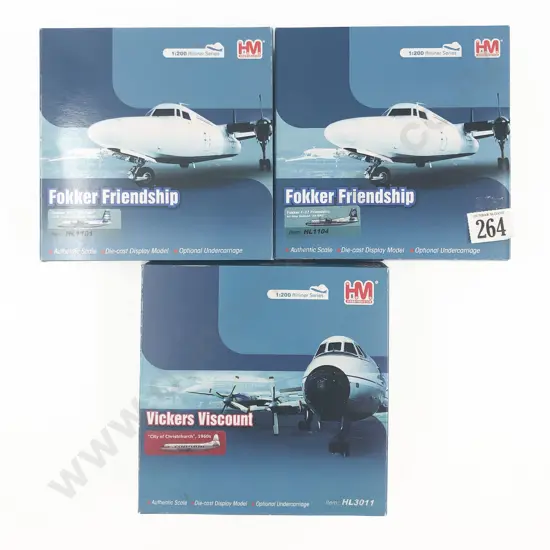 Three Boxed Models Including Fokker Friendship & Vickers Viscount