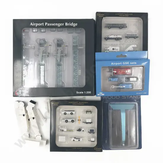 Assorted Airport Accessories Including Vehicles Passenger Bridge & Stand