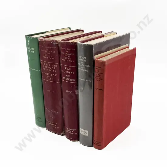 Five Copies of NZ War History Including 'New Zealand Medical Services in Middle East and Italy'