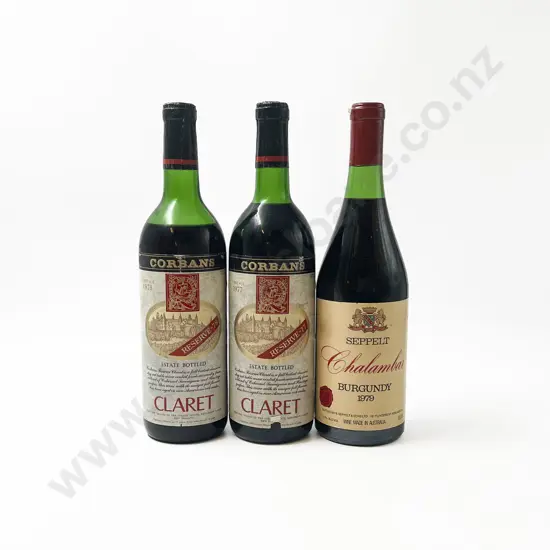 Two Corban's Reserve 77 & 78 Claret & One Seppelt Chalambar Burgundy 1979