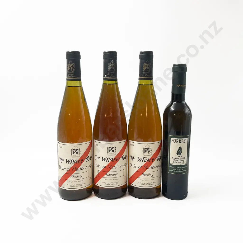 Three Te Whare Ra 'Duke of Marlborough' Riesling '90 & One 1999 Forrest 'Indian Summer' Late Harvest 375ml Image 1++