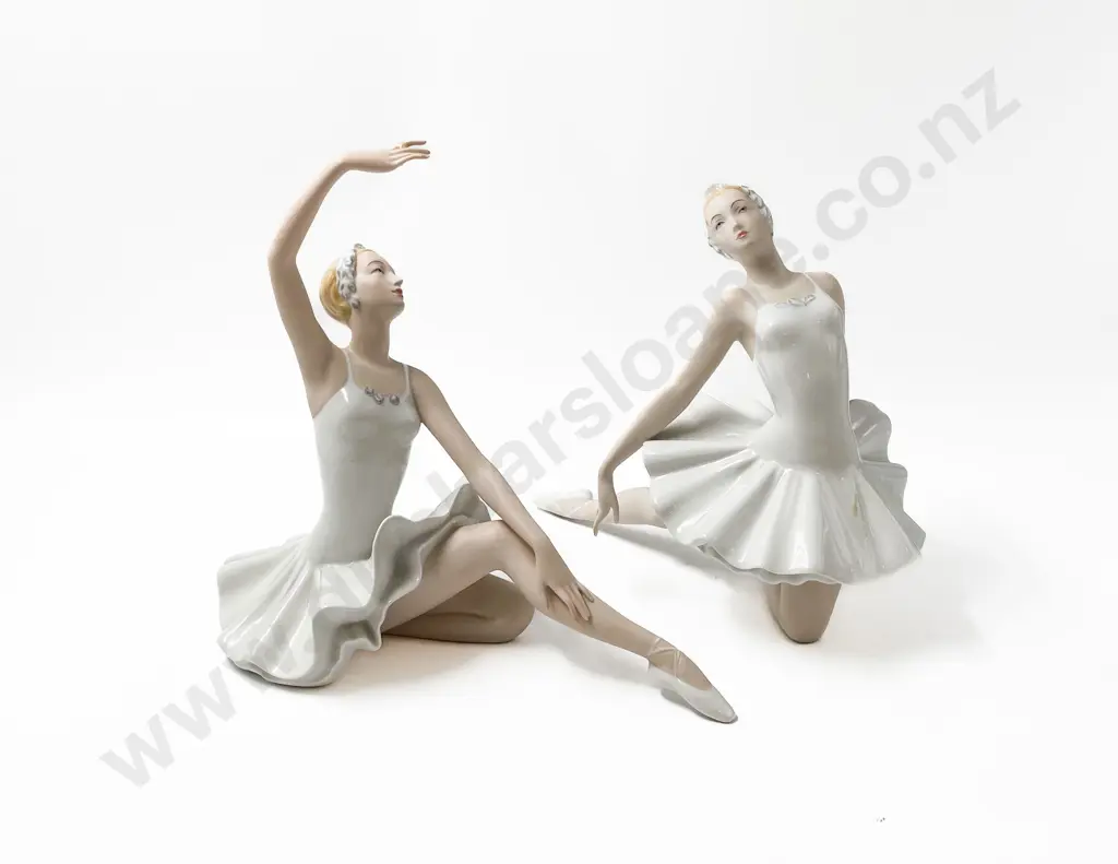 Two Royal Dux Bohemia Porcelain Ballerinas (Broken Finger) Image 1++