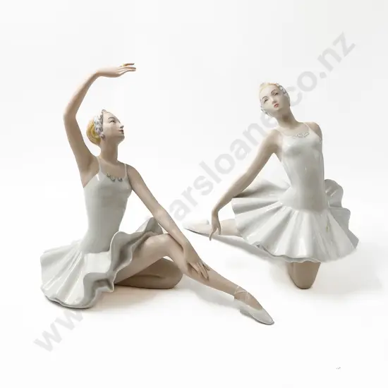 Two Royal Dux Bohemia Porcelain Ballerinas (Broken Finger)