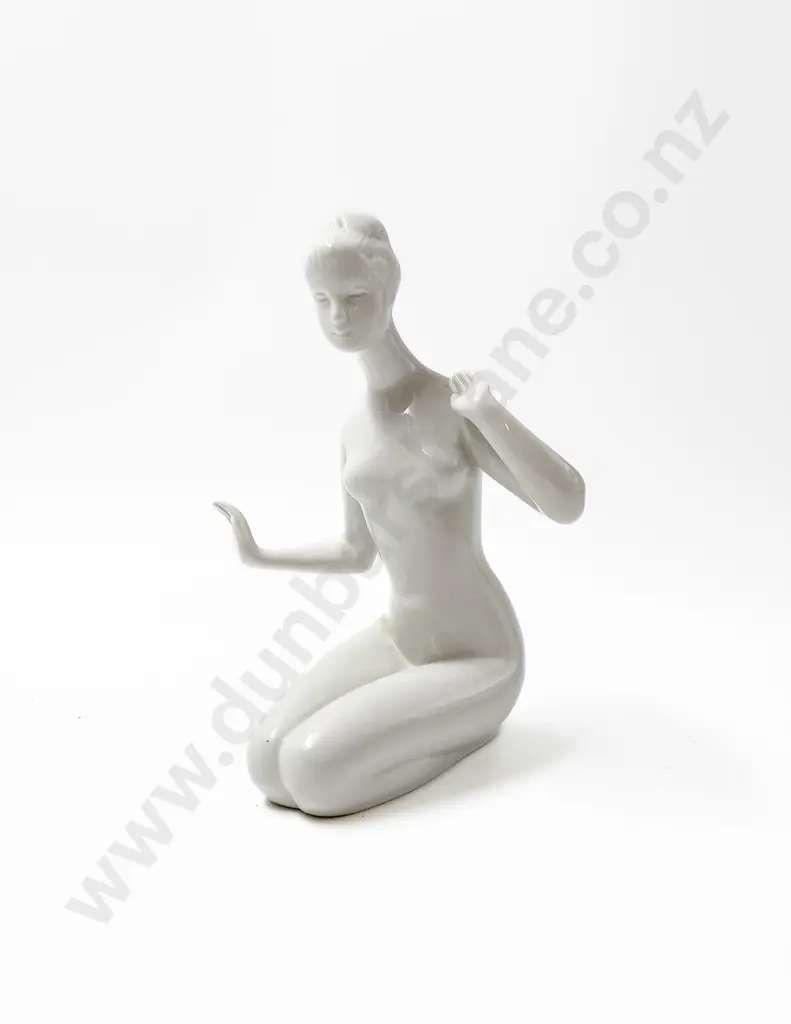 Royal Dux Bohemia Porcelain Nude Kneeling Female Figure Image 1++