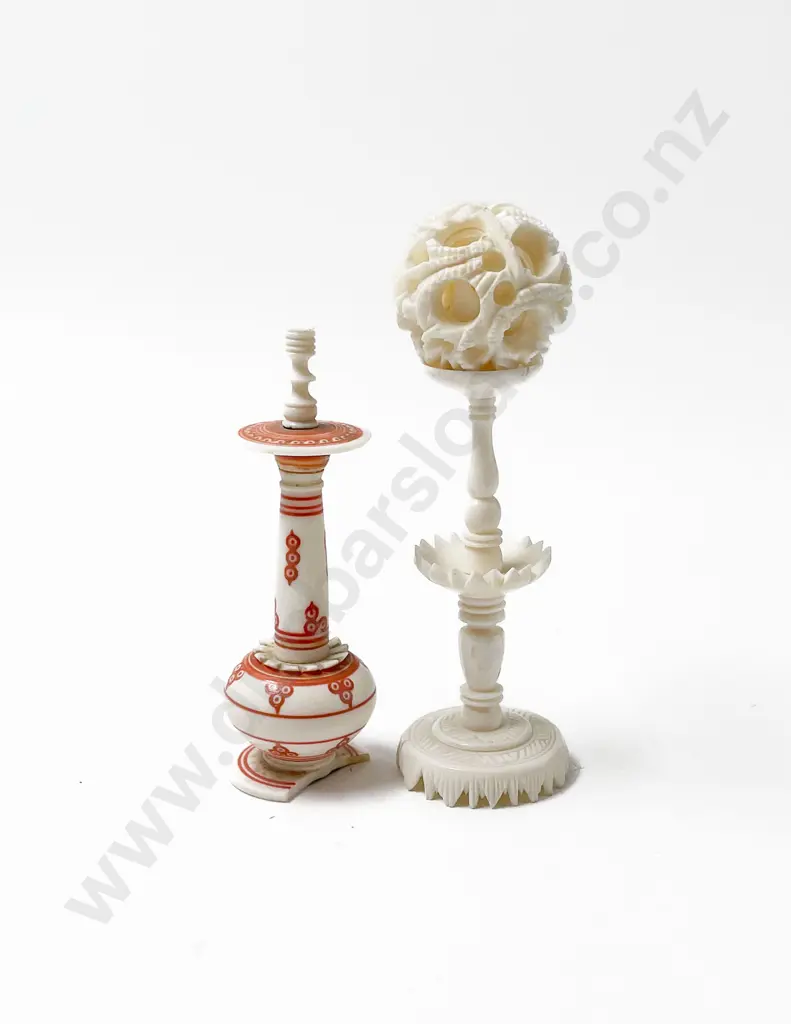 Ivory Puzzle Ball & Ivory Snuff Bottle Image 1++