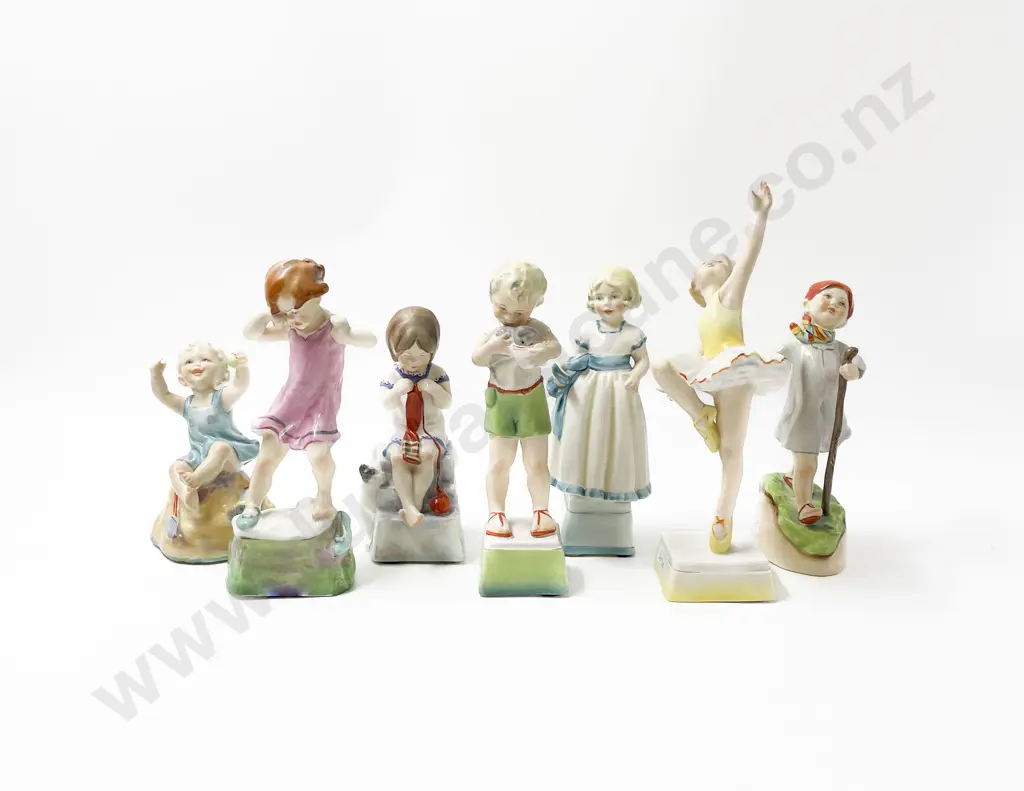 Seven Royal Worcester Weekday Children Figures Image 1++