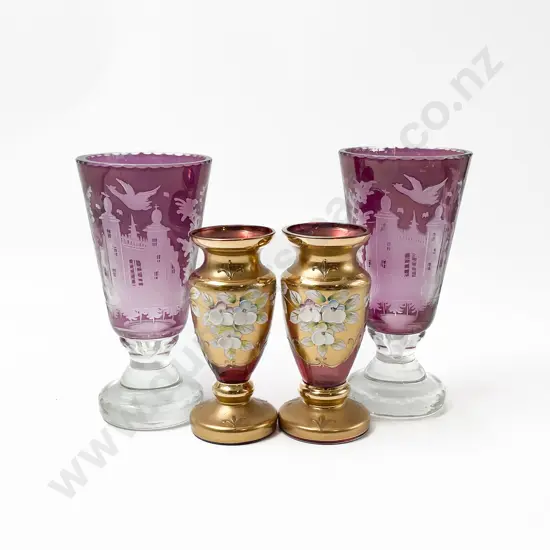 Two Pairs of Bohemia Glass Goblets