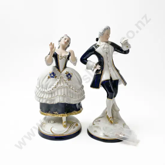 Two Royal Dux Bohemia Porcelain Ballroom Figures (Broken Hand)