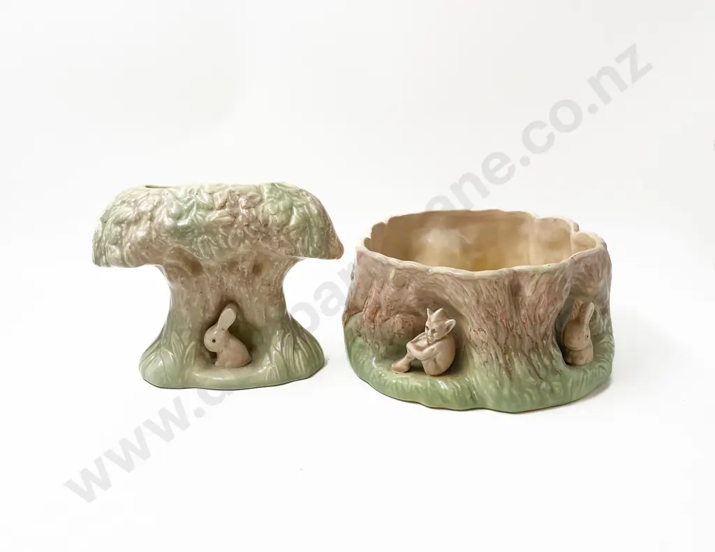 SylvaC Ware Rabbit & Pixie Planter and Rabbit Under Tree Vase (AF) Image 1++