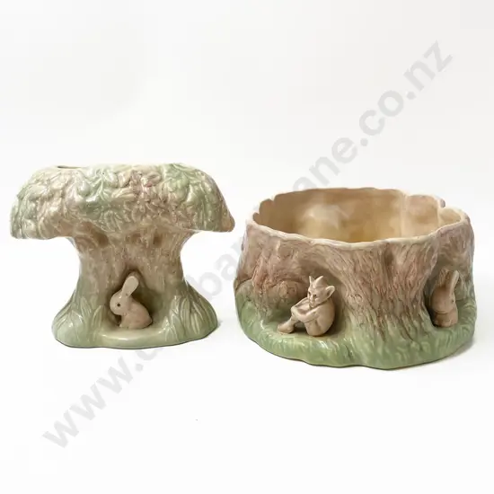SylvaC Ware Rabbit & Pixie Planter and Rabbit Under Tree Vase (AF)