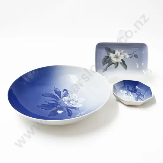Two B&G Kjøbenhavn Floral Dishes & One Royal Copenhagen Floral Dish