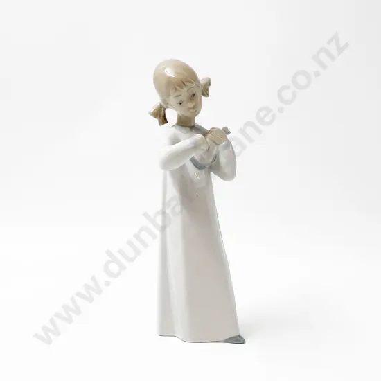 Lladró Porcelain Figure of Young Girl Playing a String Instrument