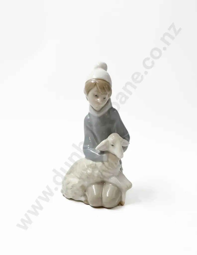 Llardró Porcelain Young Boy with Lamb Figure Image 1++