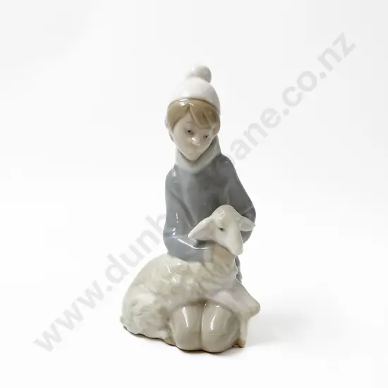 Llardró Porcelain Young Boy with Lamb Figure