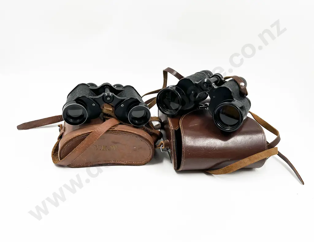 Two Binoculars with Leather Cases Image 1++