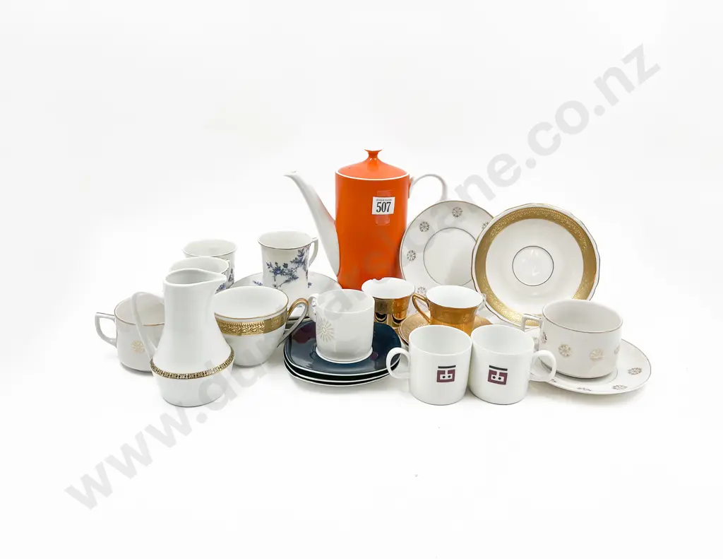 Various Coffee Cups and Saucers with Seyei Fine China Coffee Pot Image 1++