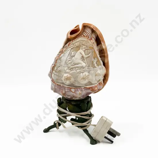 Carved Cameo Shell Lamp