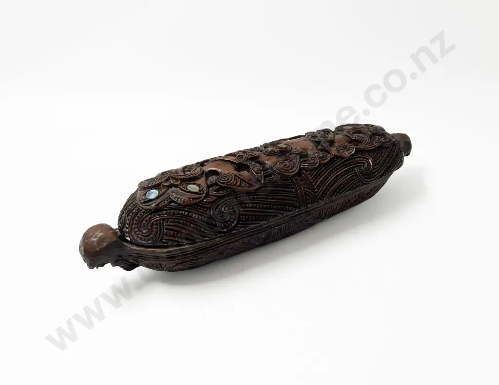 Resin Māori Waka Shaped Touristware Container Image 1++