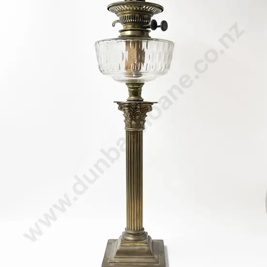 Corinthian Column Brass Kerosene Lamp
