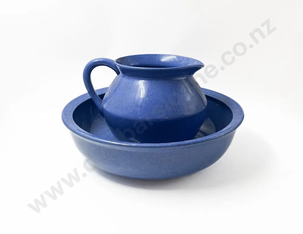 Blue Ceramic Wash Pitcher and Basin Image 1++