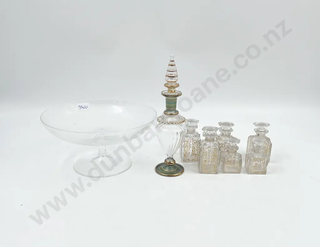 Small Quantity of Victorian Vanity Bottles on Glass Compote Etc. Image 1++