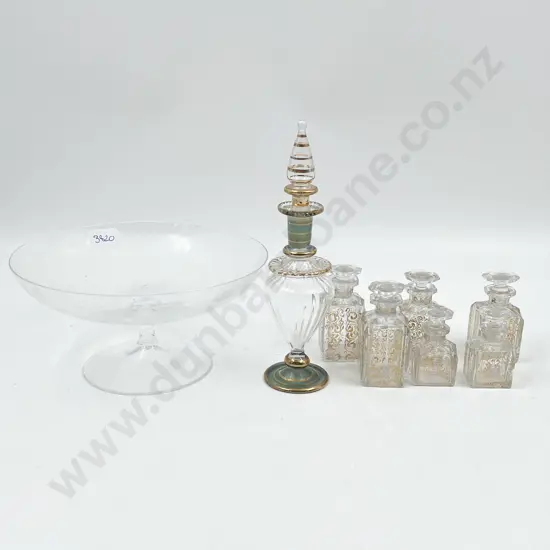Small Quantity of Victorian Vanity Bottles on Glass Compote Etc.