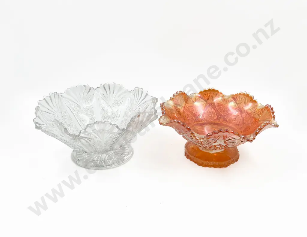 Pressed Glass Compote together with Carnival Glass Compote Image 1++