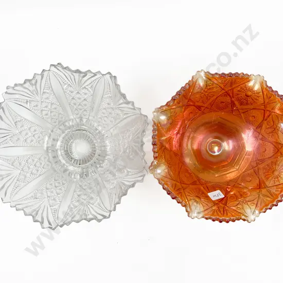 Pressed Glass Compote together with Carnival Glass Compote