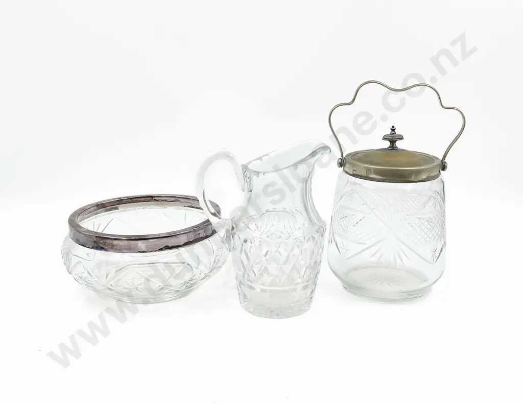 Glass Biscuit Barrel together with Victorian Glass Jug Etc. Image 1++