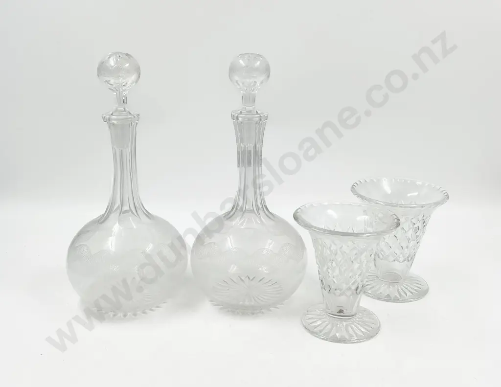 Pair of Decanters together with Pair of Crystal Vases Image 1++